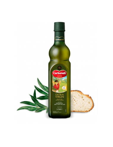 Carbonell extra virgin olive oil, 0.75 L in glass bottle.