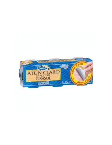 Light tuna in sunflower oil Hacendado 3 cans of 60 g