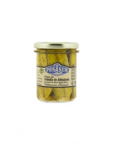 PESASUR Andalusian mackerel in a jar of handmade organic extra virgin olive oil 145 g