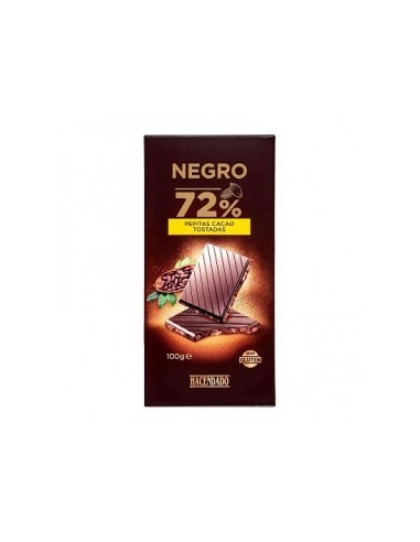 Hacendado dark chocolate with roasted cocoa nibs 72% cocoa 100 g tablet