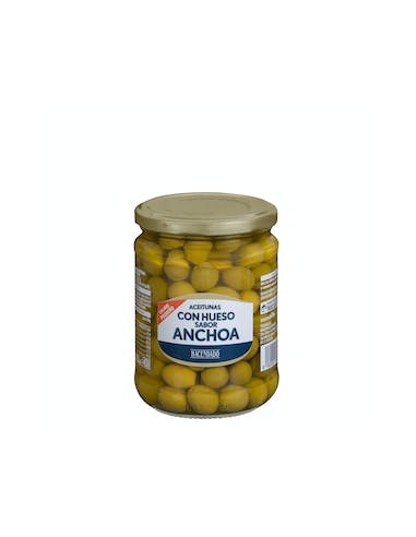 Olives Pelotín anchovy flavor Hacendado bone-in 430 g jar (250 g drained)