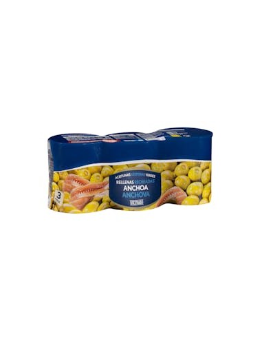 Manzanilla olives stuffed with Hacendado anchovies 3 x 150g jars