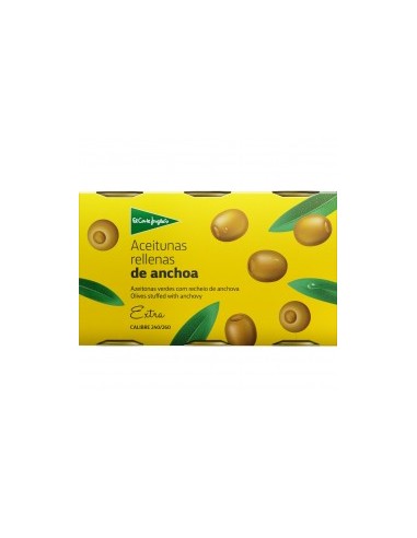 EL CORTE INGLES Olives stuffed with anchovies 3-pack 150 g net drained